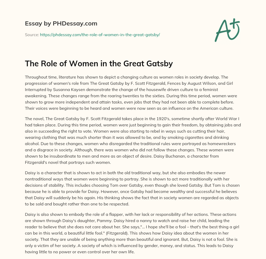 the great gatsby feminist essay