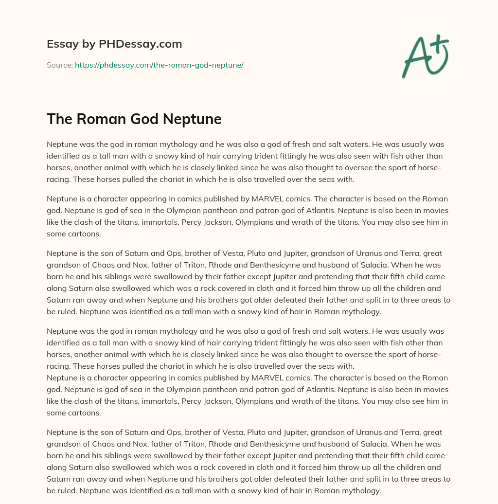 The Roman God Neptune essay