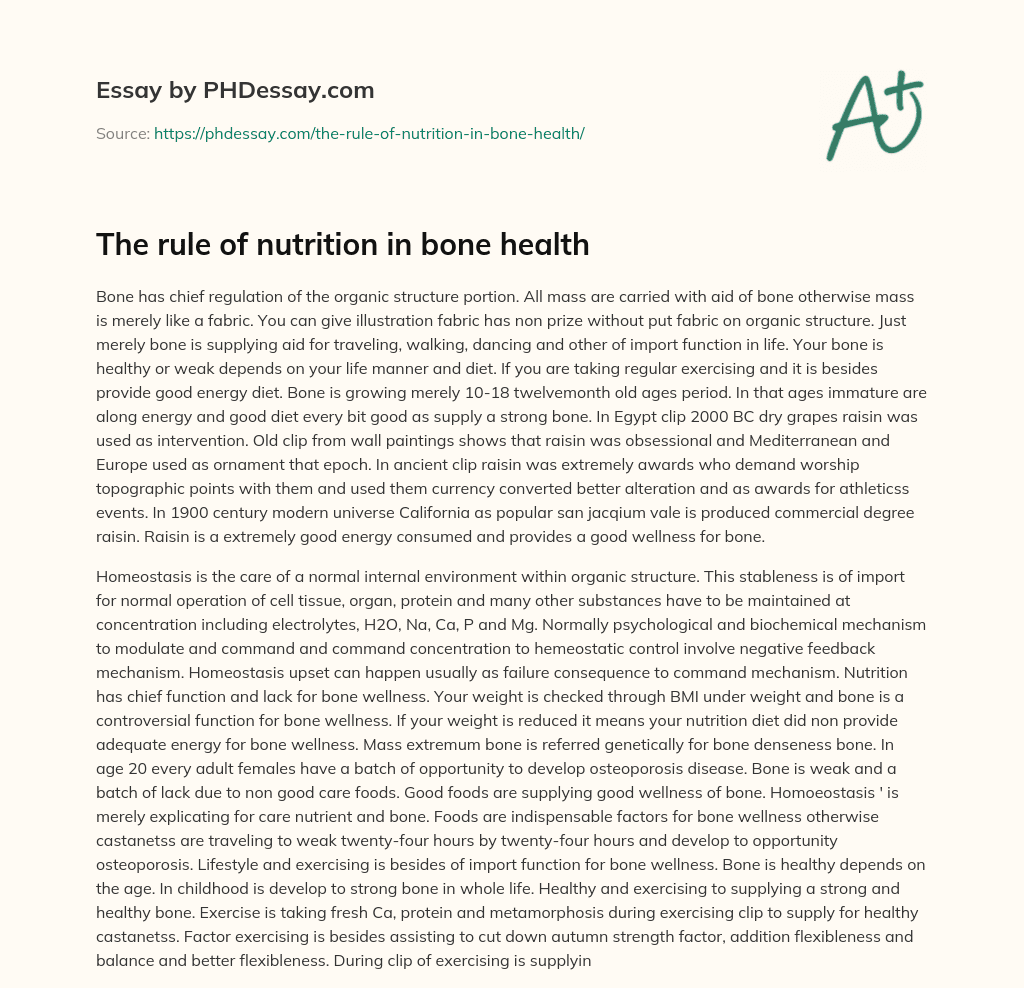 The rule of nutrition in bone health essay