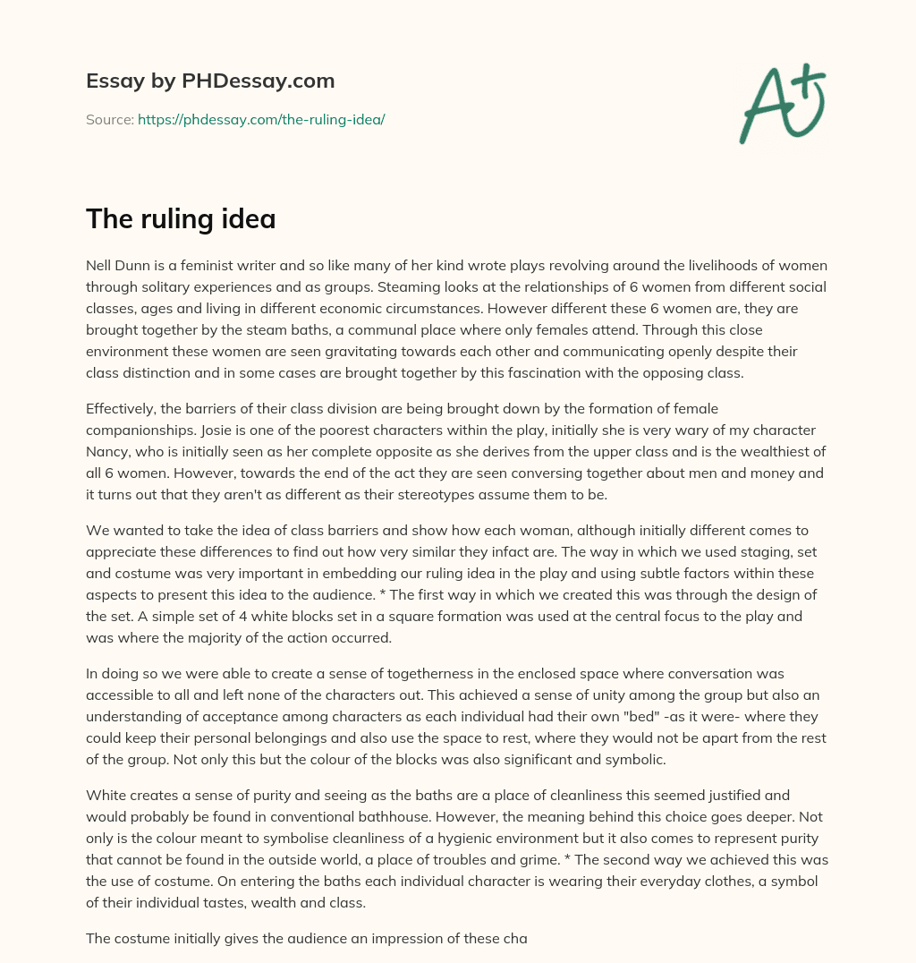 The ruling idea essay