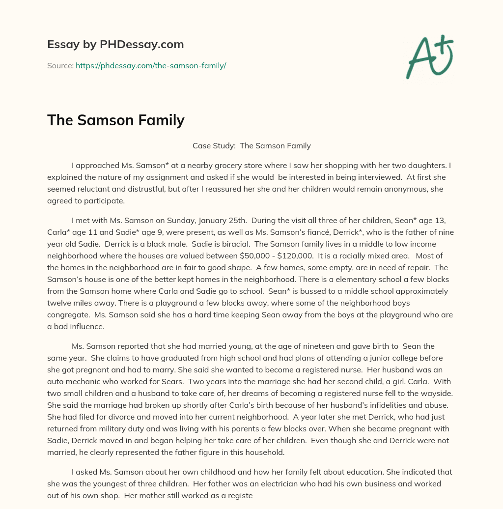 The Samson Family essay