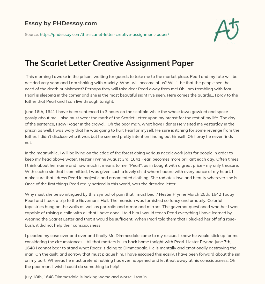 The Scarlet Letter Creative Assignment Paper essay