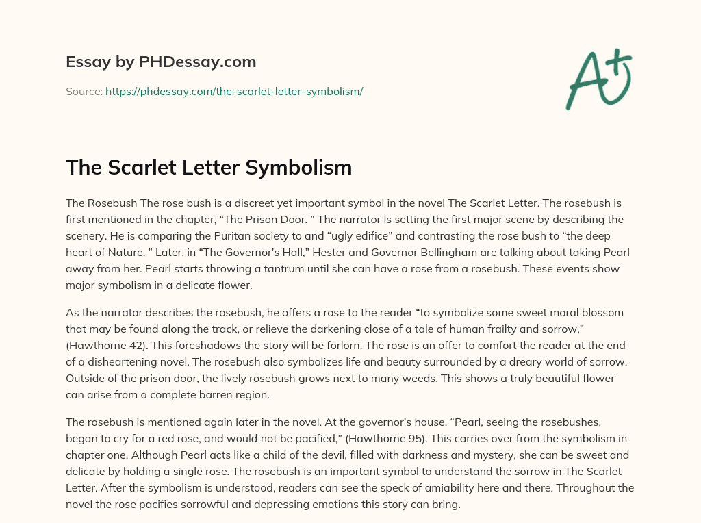 essay on symbolism in the scarlet letter