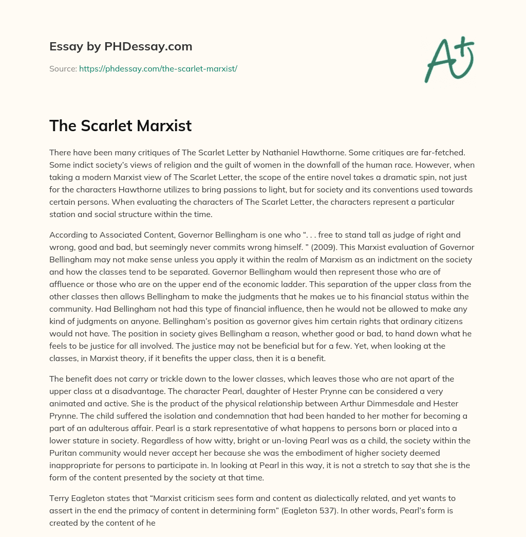 The Scarlet Marxist essay