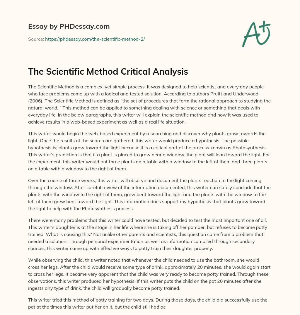 The Scientific Method Critical Analysis essay