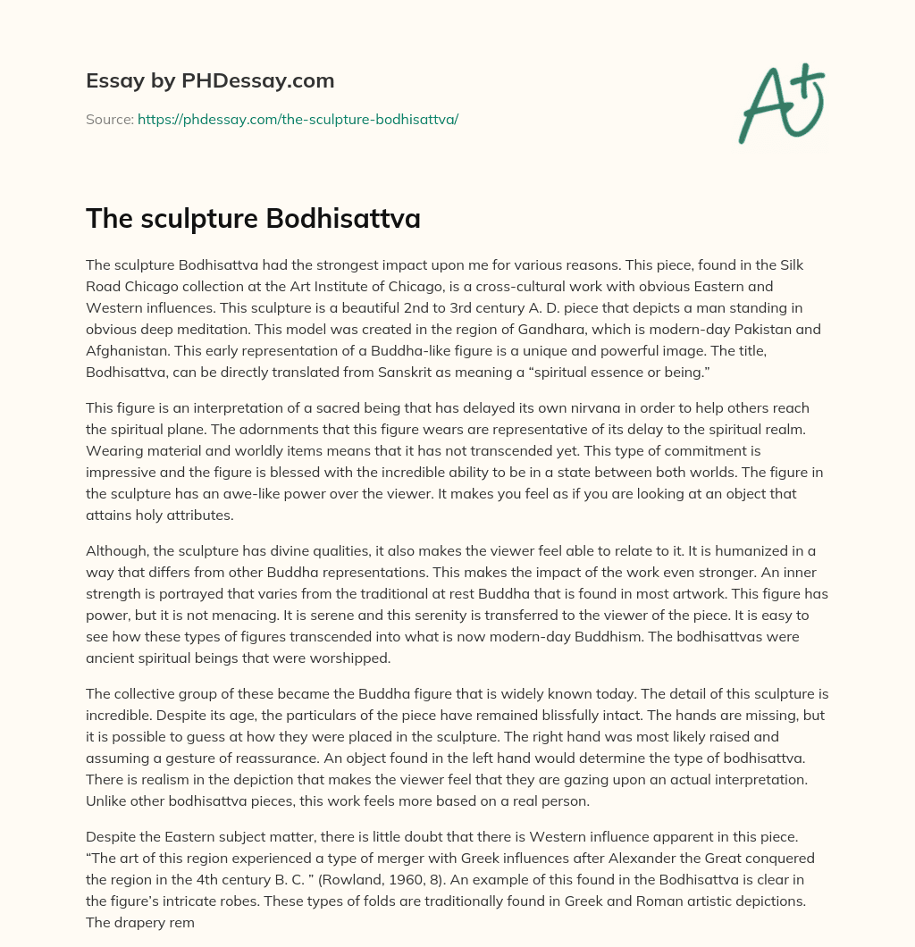 The sculpture Bodhisattva essay