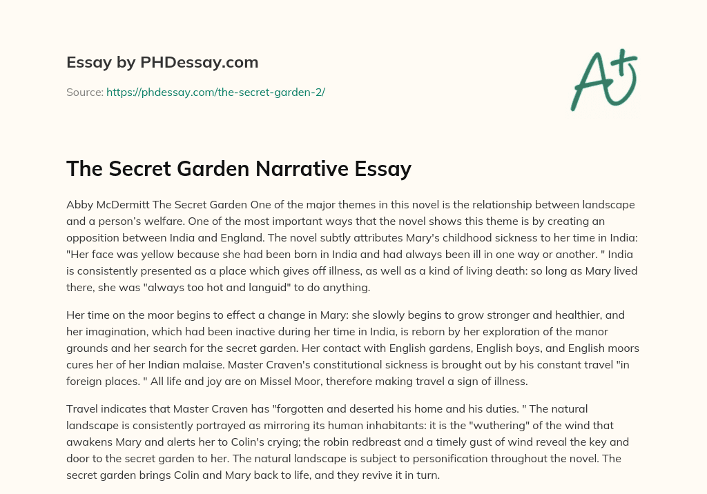 the secret garden essay questions