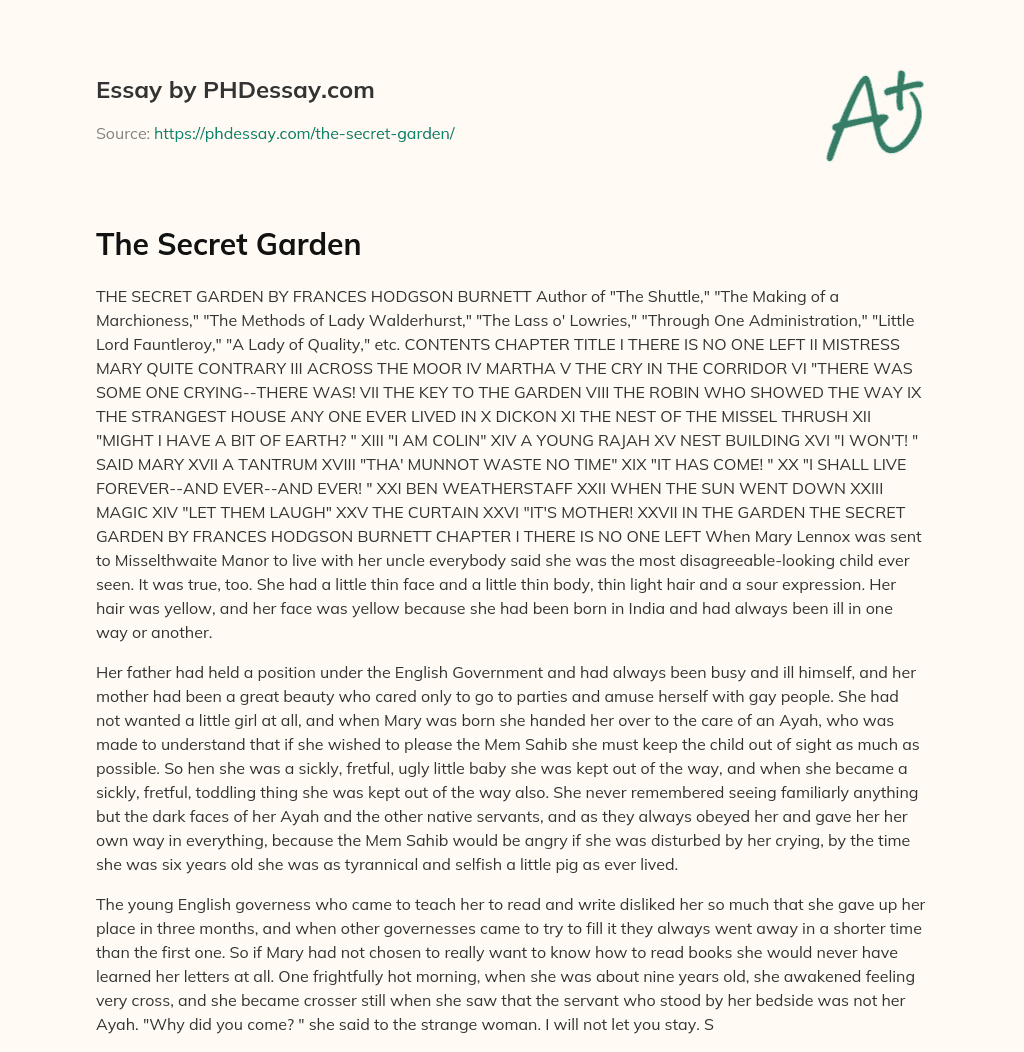 essay about the secret place