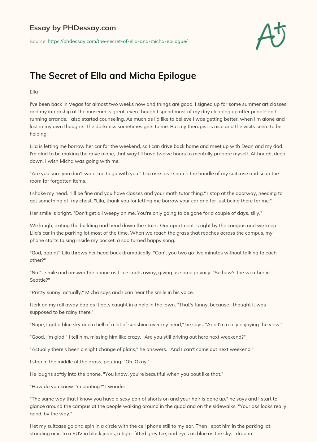 The Secret of Ella and Micha Epilogue essay