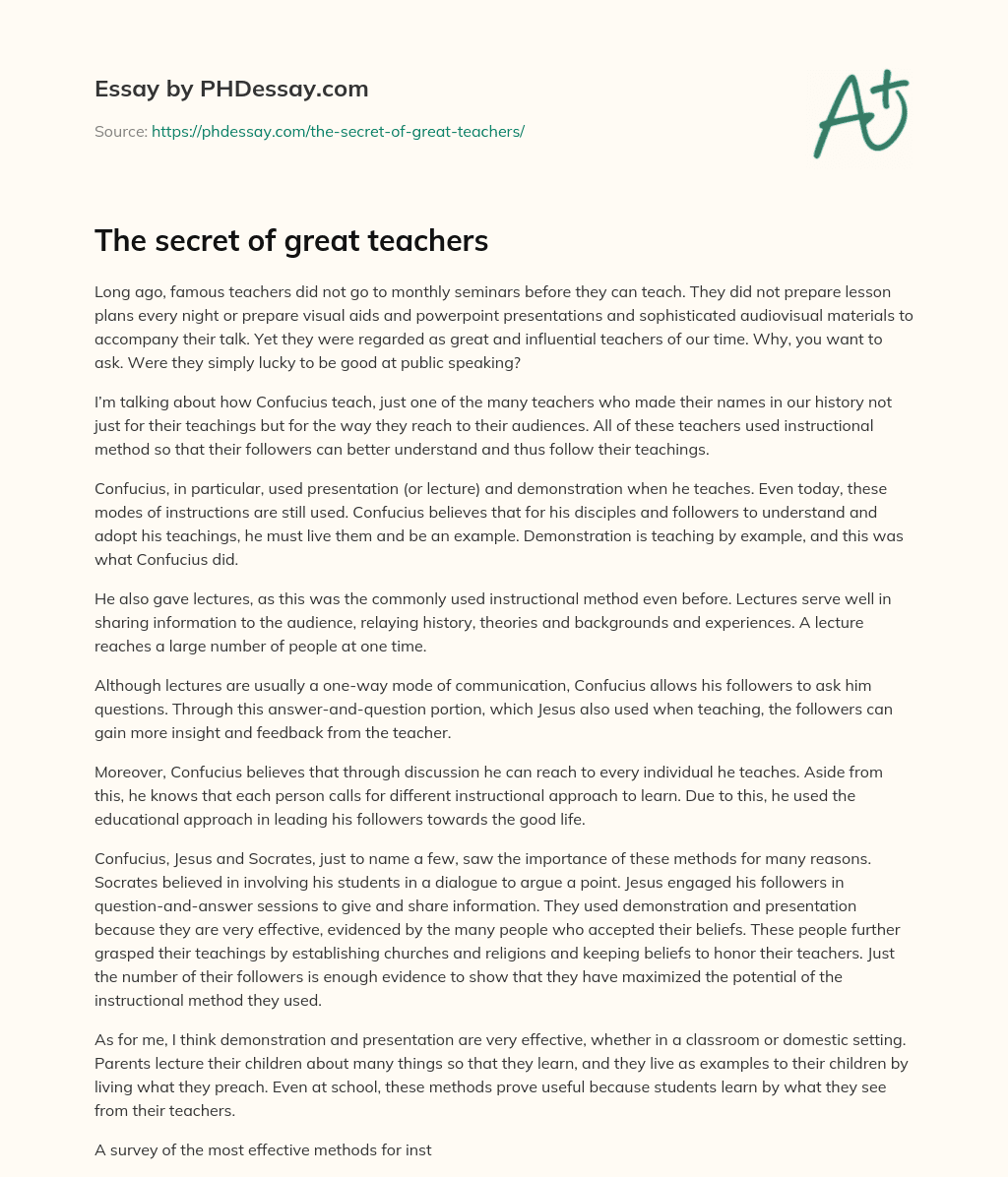 The secret of great teachers essay