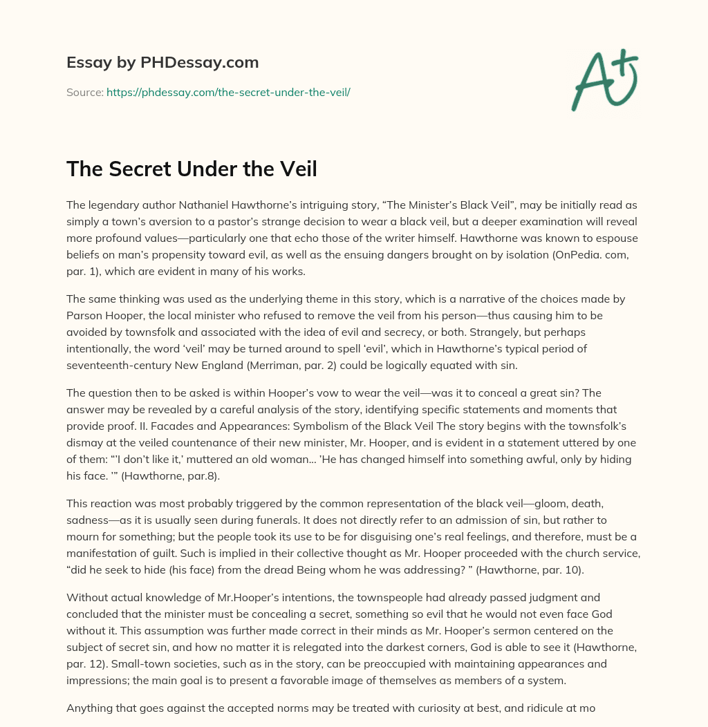The Secret Under the Veil essay