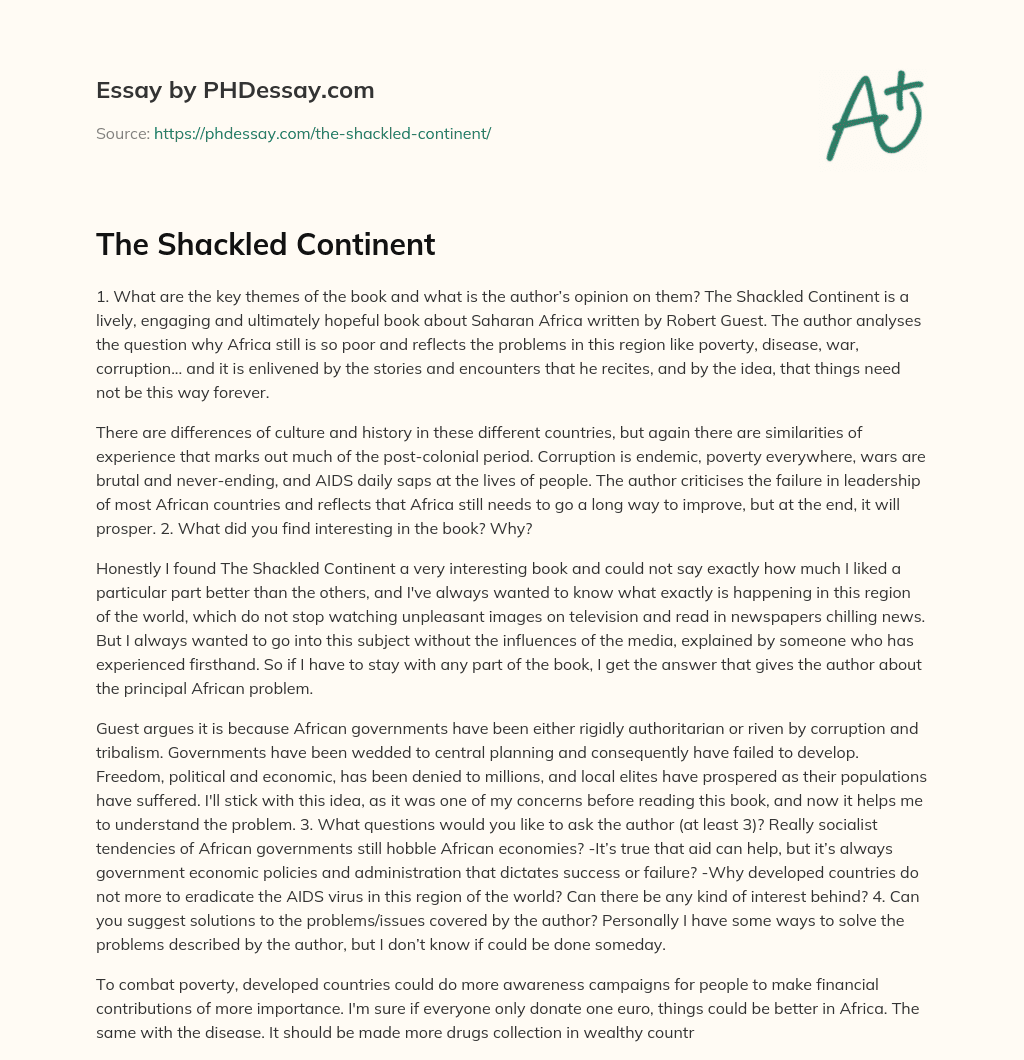 The Shackled Continent essay