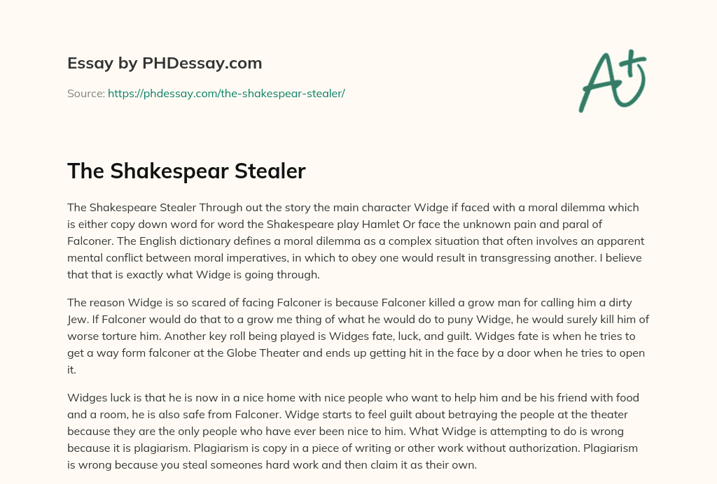 The Shakespear Stealer essay