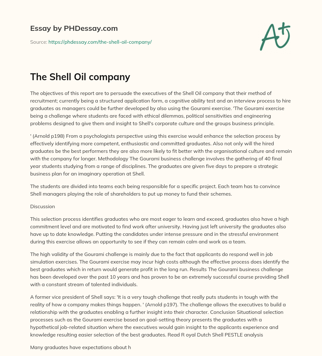 The Shell Oil company essay