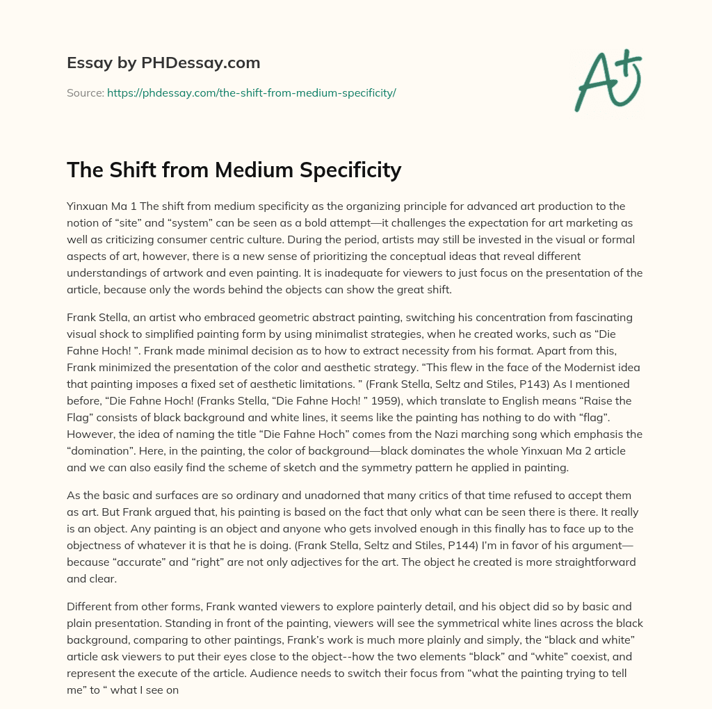 The Shift from Medium Specificity essay