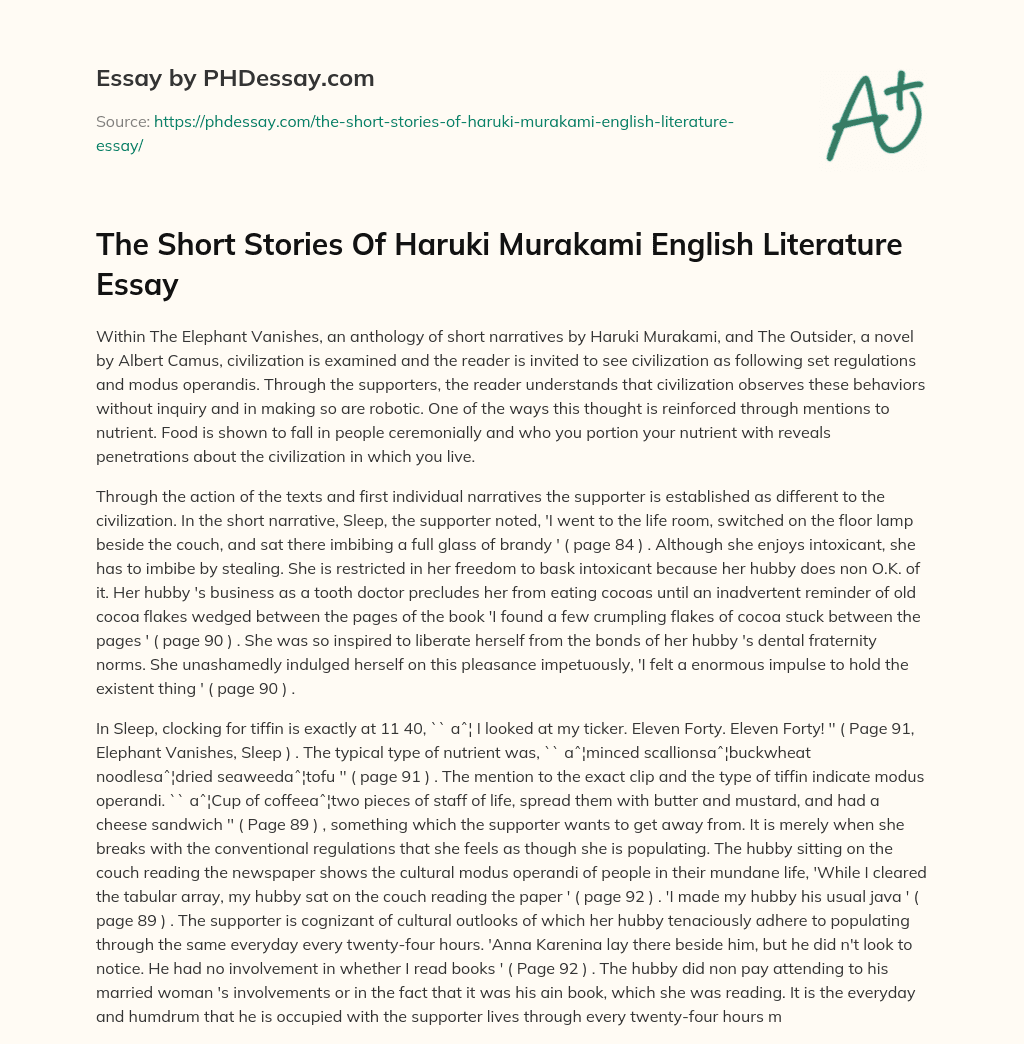 The Short Stories Of Haruki Murakami English Literature Essay essay