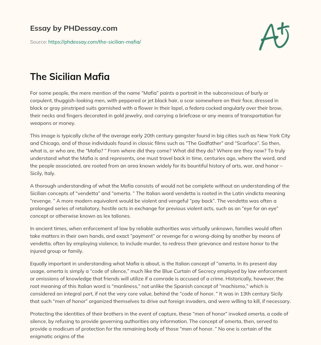 The Sicilian Mafia essay