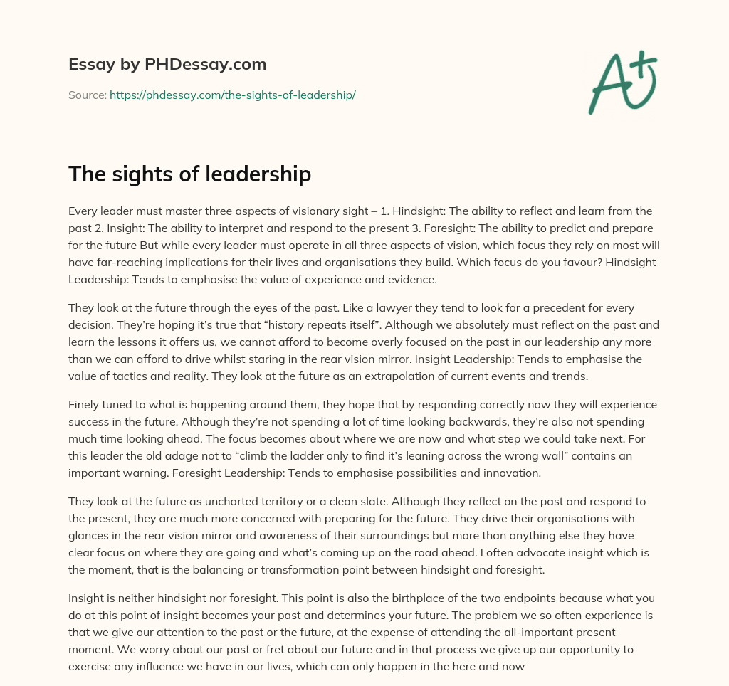 The sights of leadership essay