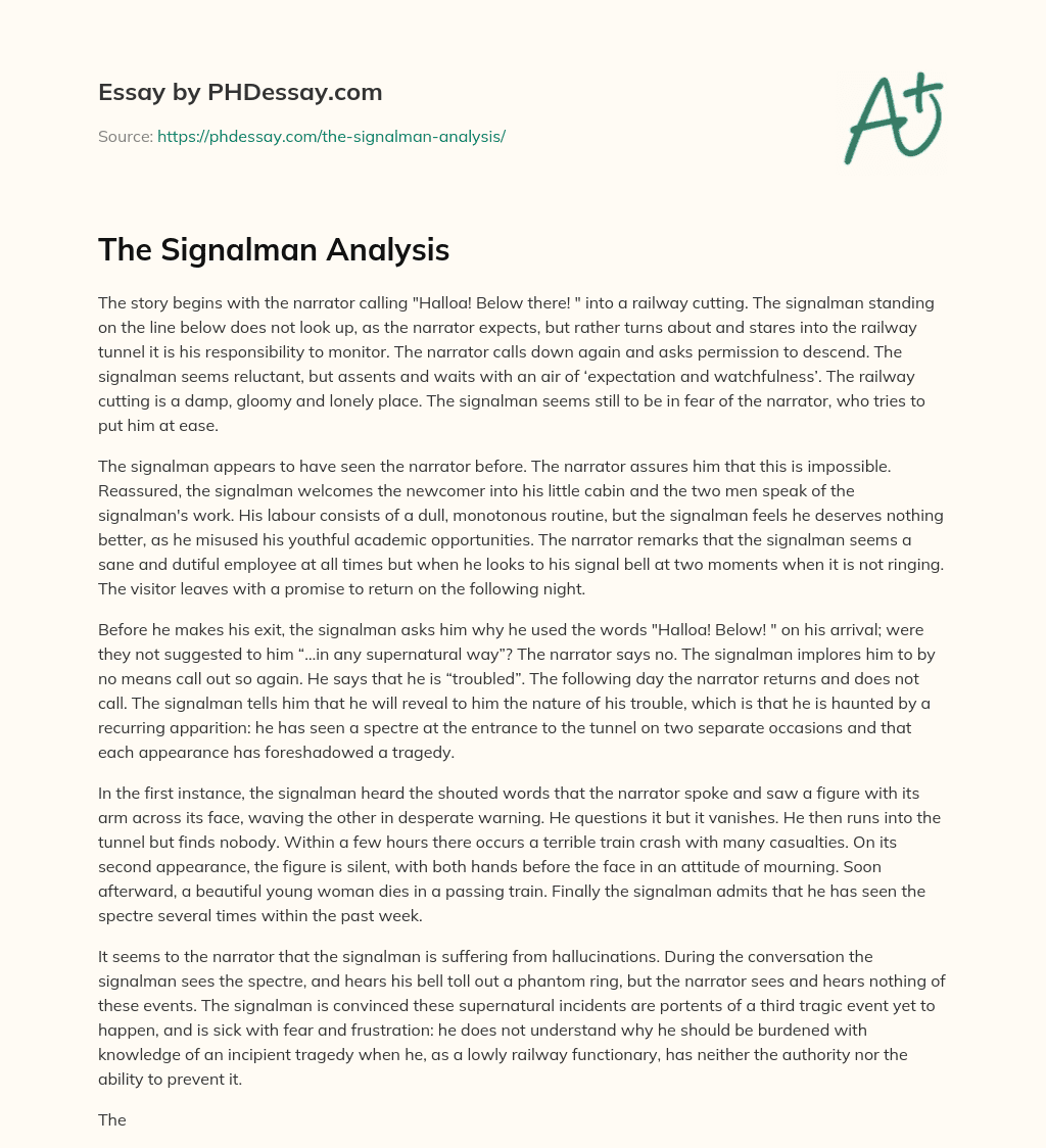 The Signalman Analysis essay