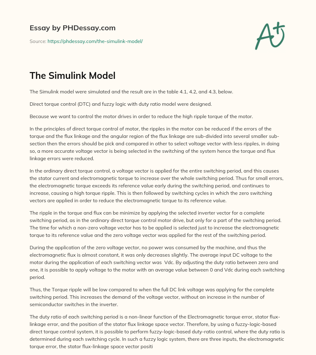 The Simulink Model essay