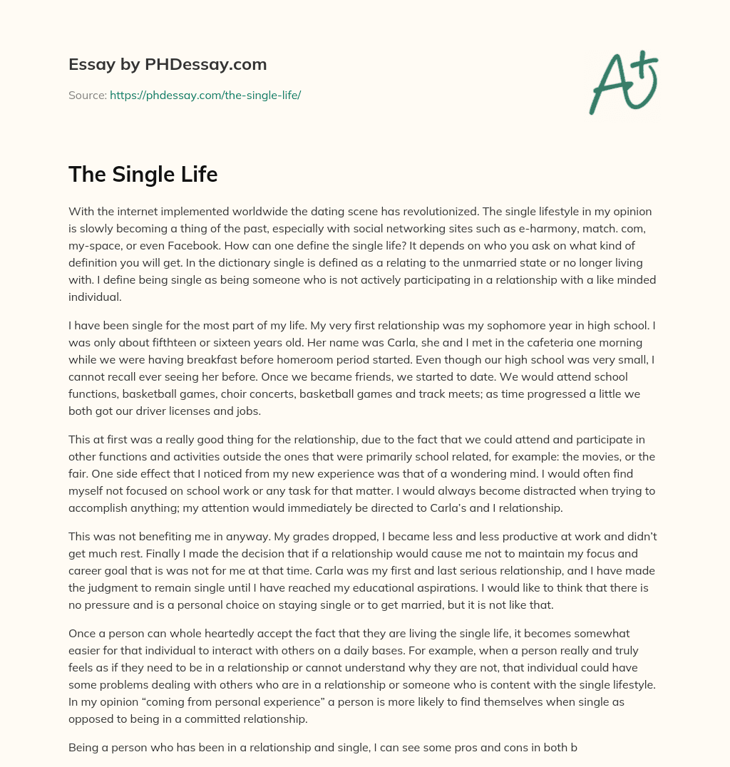 The Single Life essay