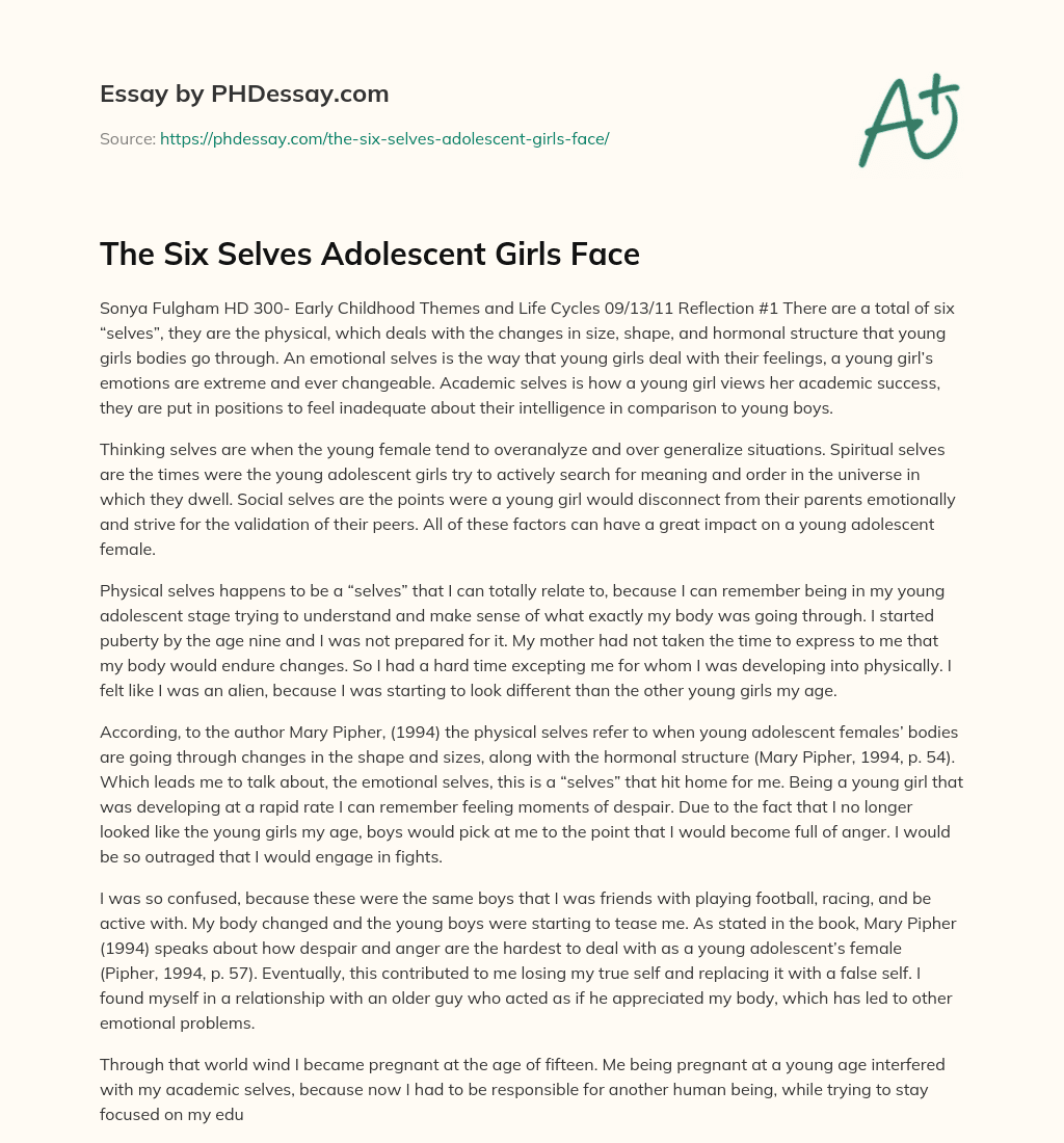 The Six Selves Adolescent Girls Face essay