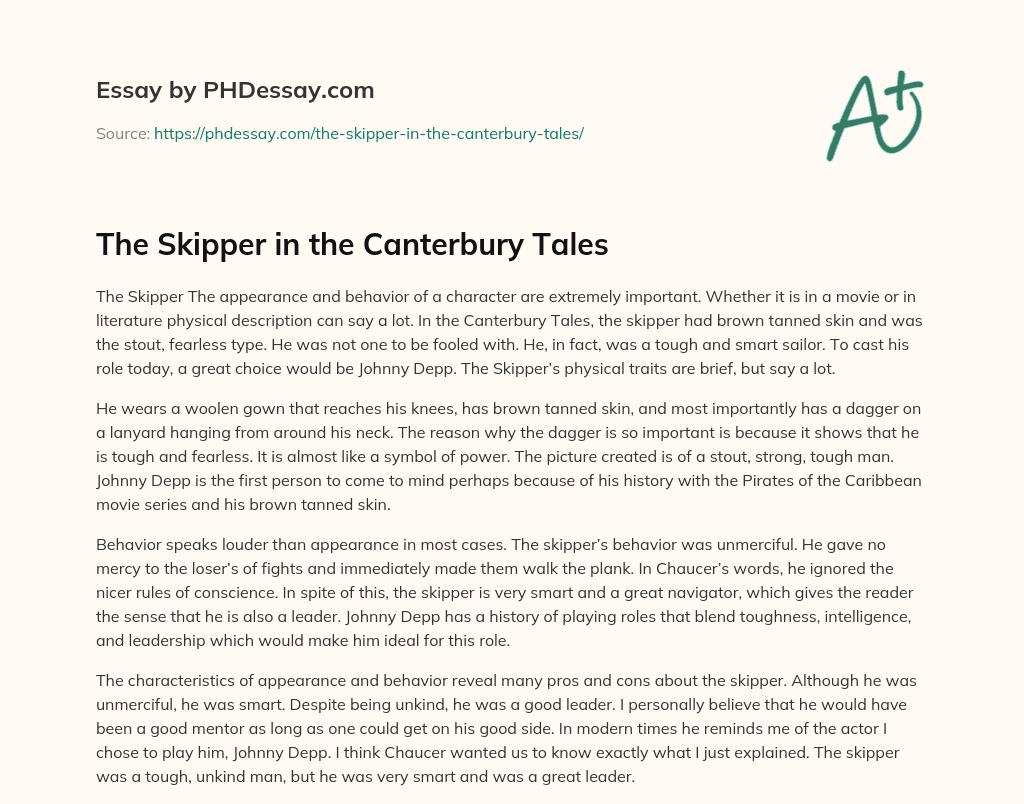 The Skipper in the Canterbury Tales essay