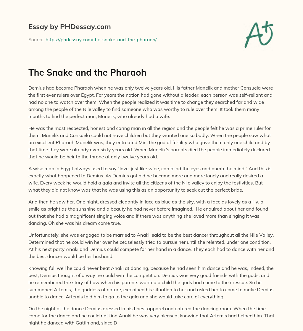 The Snake and the Pharaoh essay