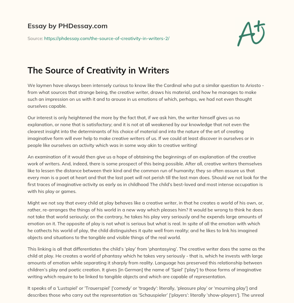 The Source of Creativity in Writers essay