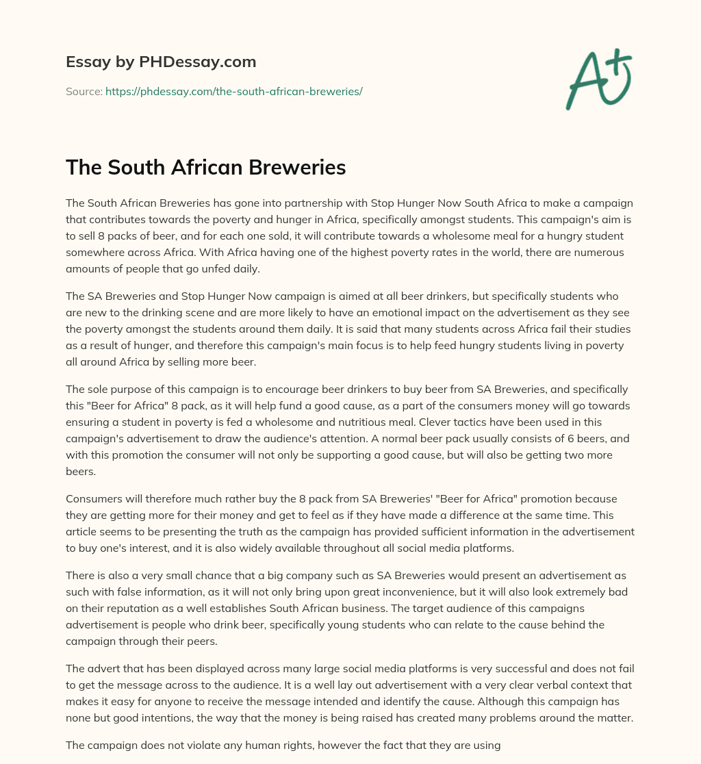 The South African Breweries essay