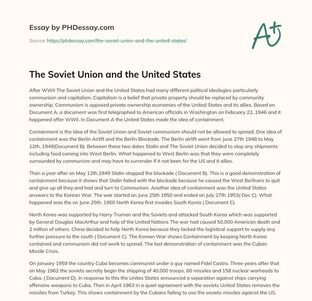 The Soviet Union and the United States essay