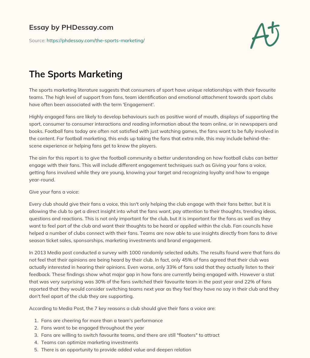 research paper topics on sports marketing
