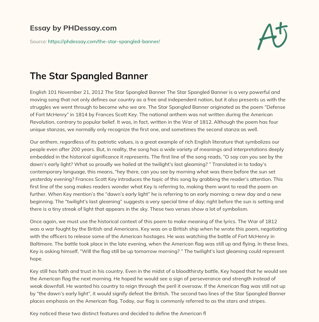 The Star Spangled Banner essay