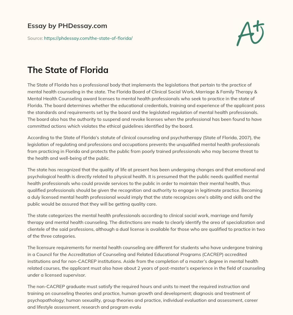 The State of Florida essay