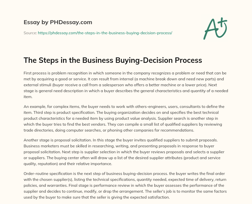 buying decision process essay