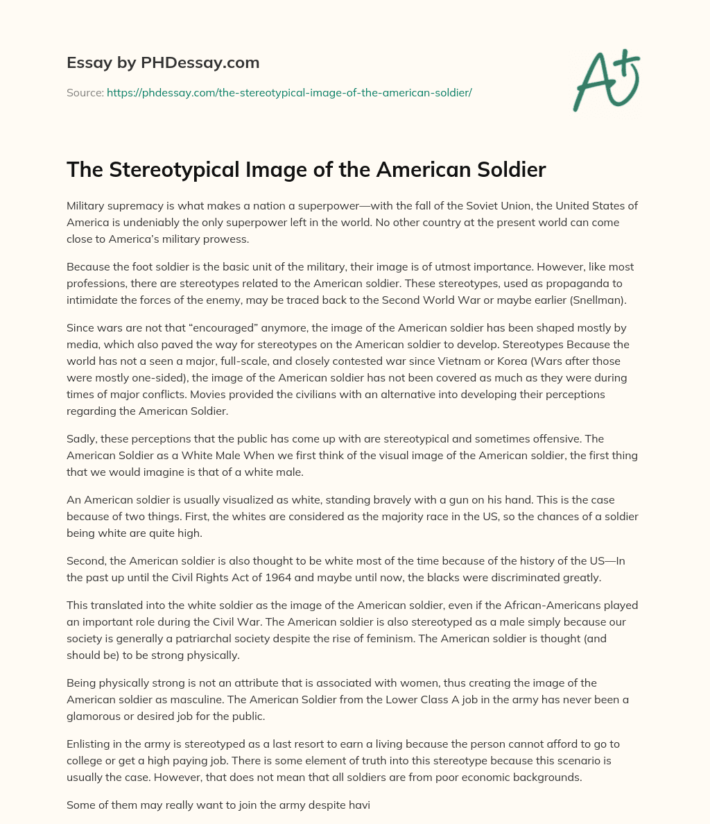 The Stereotypical Image of the American Soldier essay
