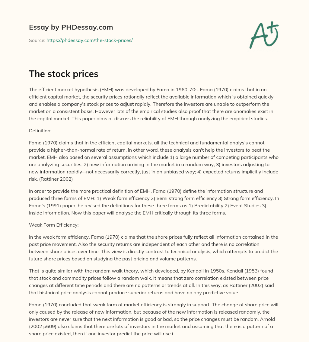 The stock prices essay