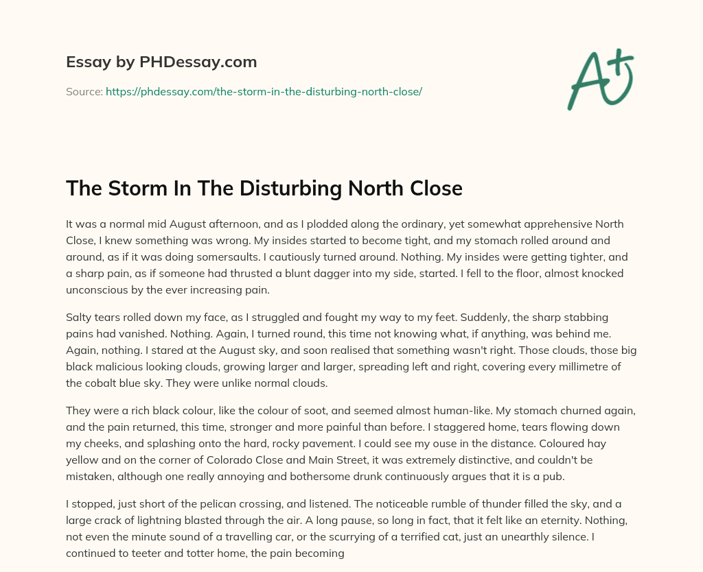 The Storm In The Disturbing North Close essay