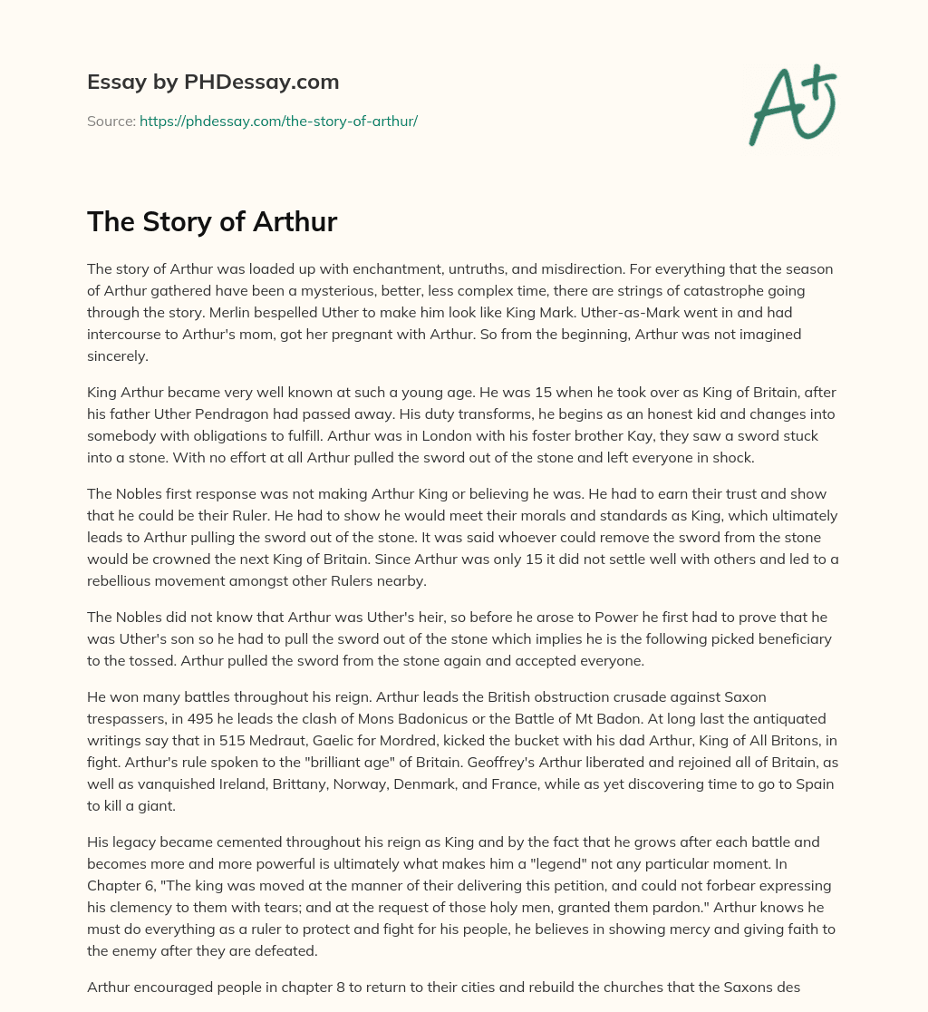 The Story of Arthur essay
