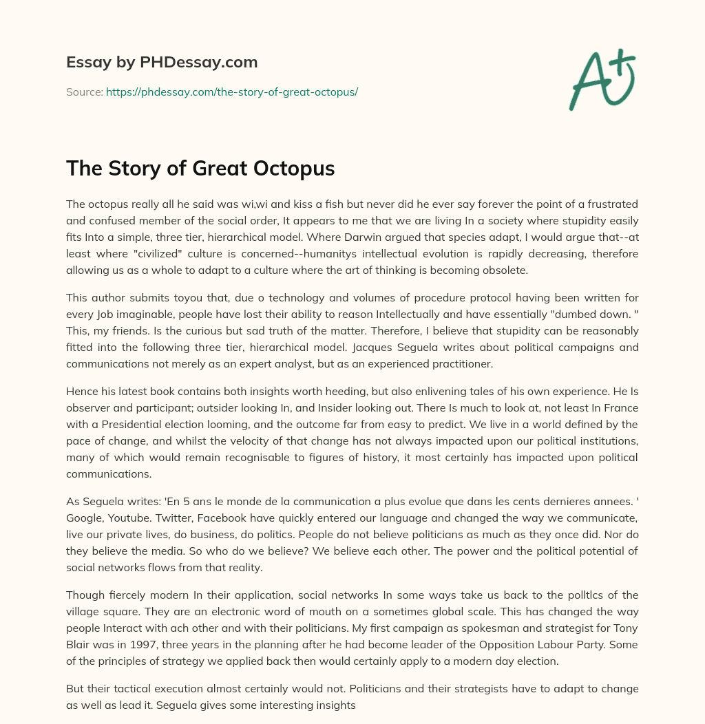 The Story of Great Octopus essay