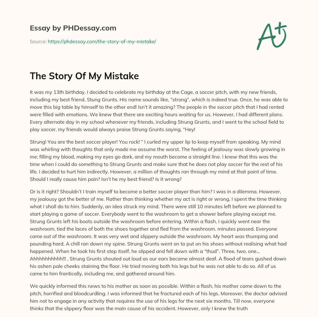 The Story Of My Mistake essay