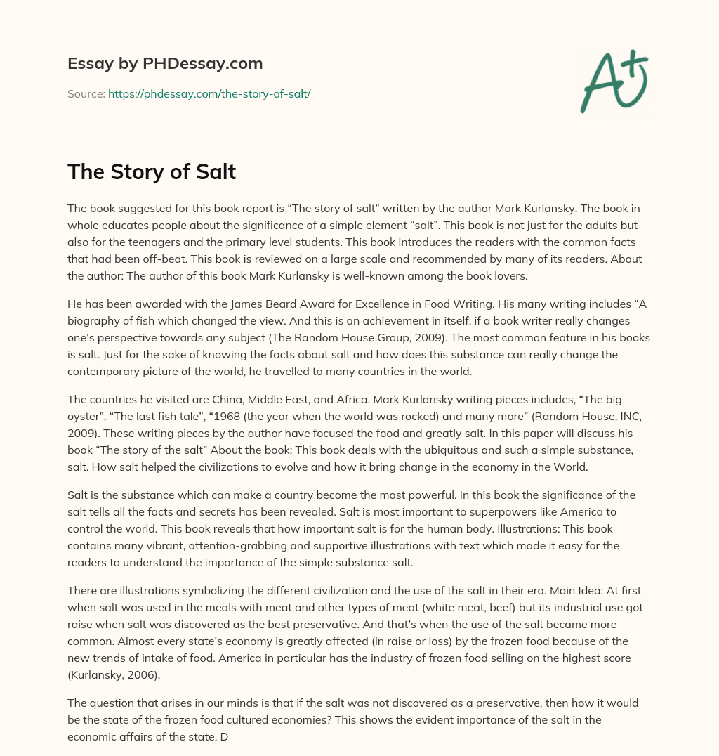 The Story Of Salt Essay Example