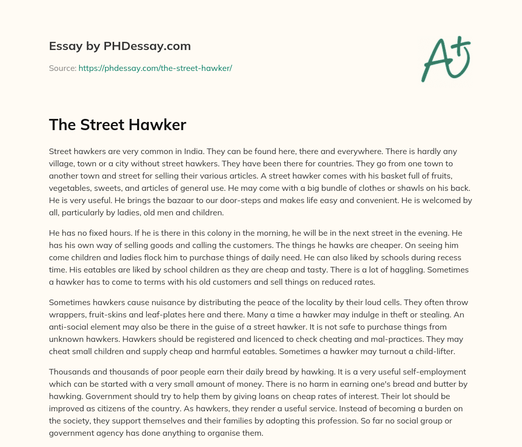 The Street Hawker (400 Words)