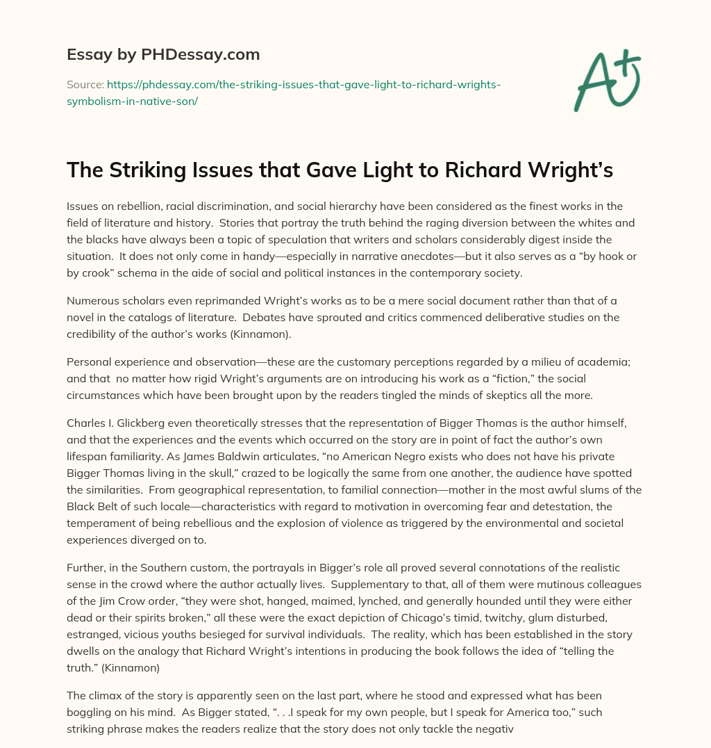 The Striking Issues that Gave Light to Richard Wright’s essay