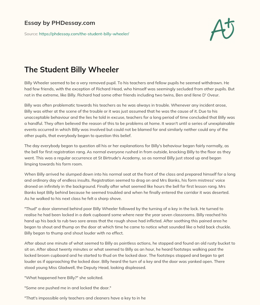 The Student Billy Wheeler essay
