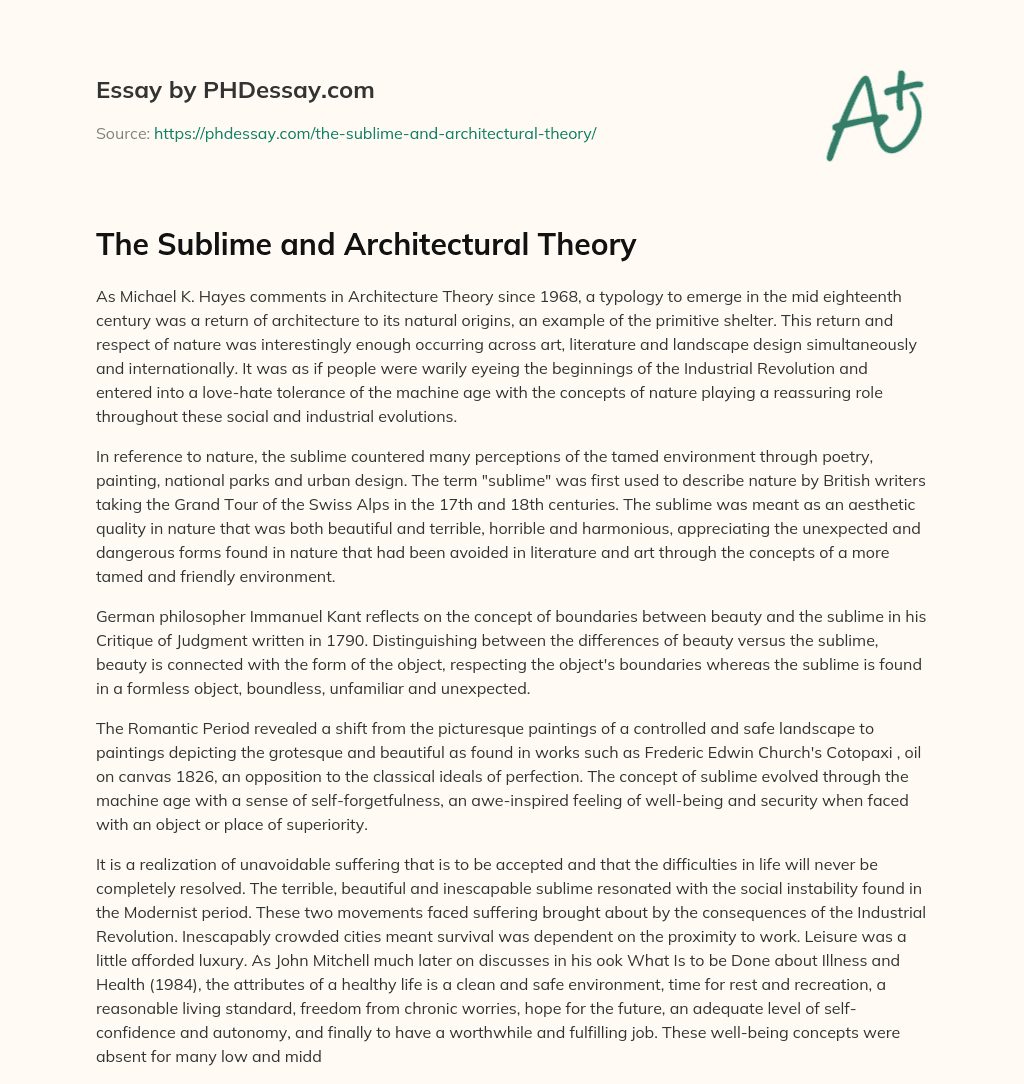 The Sublime and Architectural Theory essay