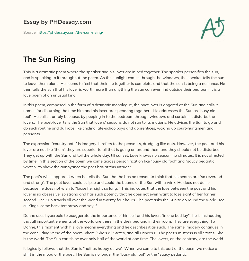 The Sun Rising essay