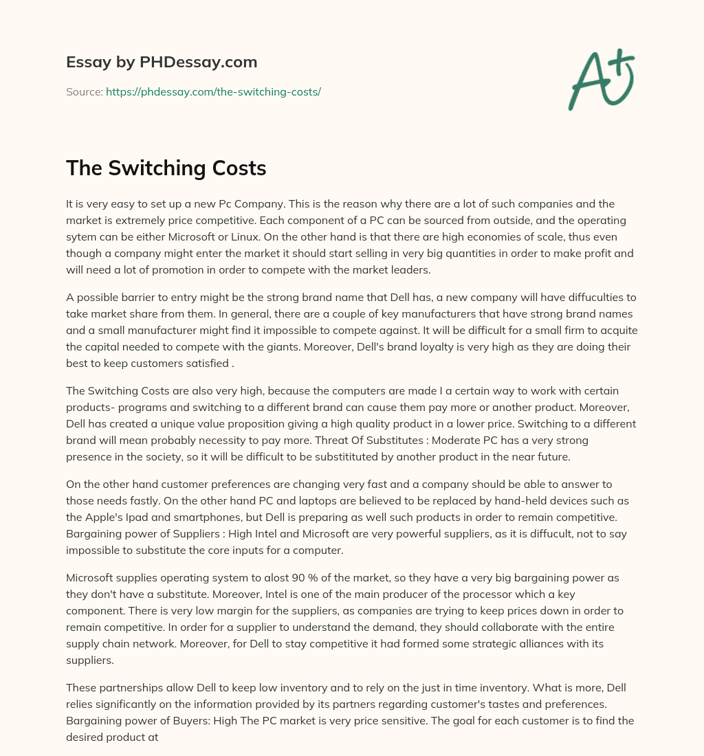 The Switching Costs essay