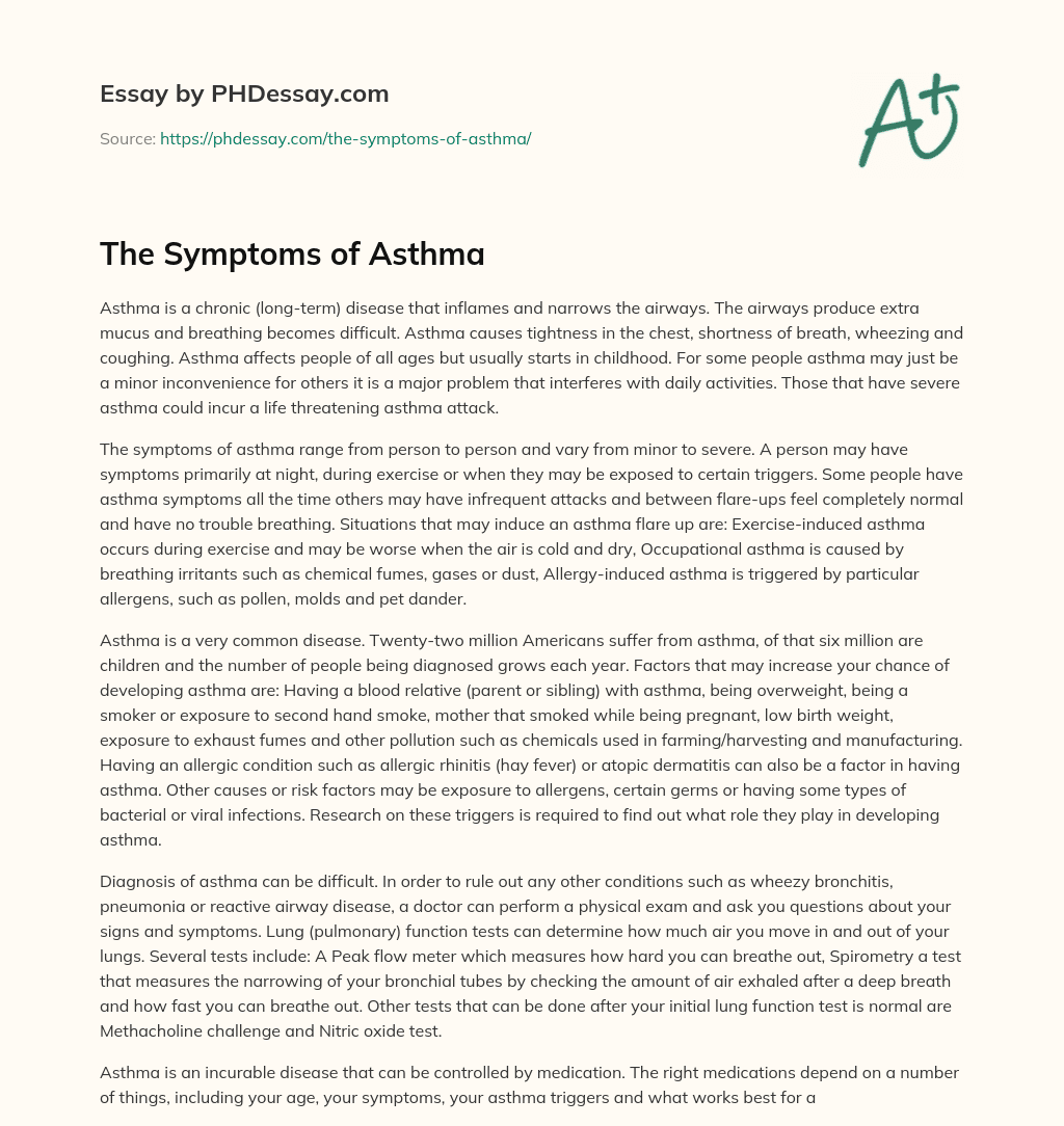 The Symptoms of Asthma essay