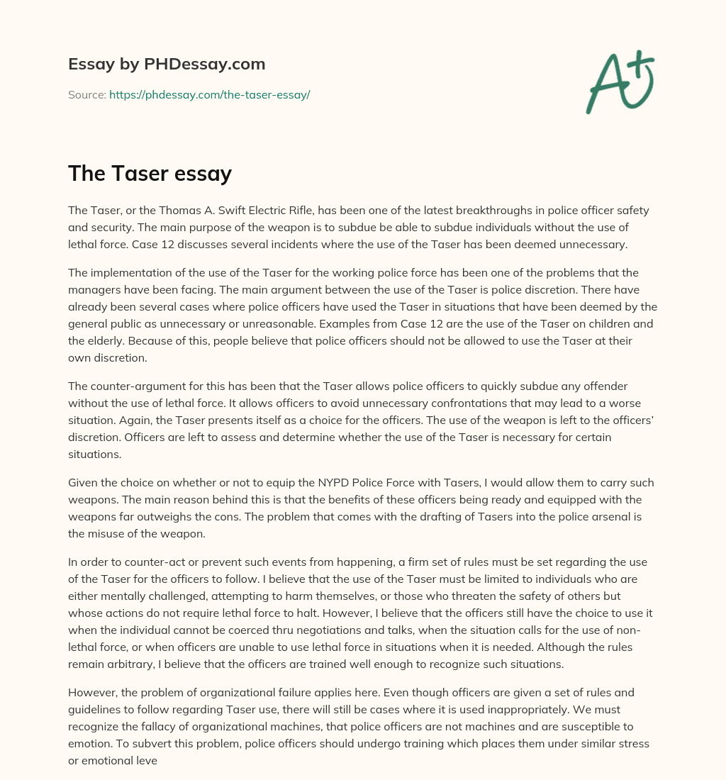 The Taser essay essay
